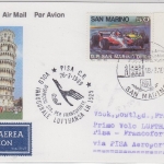 San Marino - Zuleitungspost Lufthansa 1st-Flug Pisa Frankfurt Luftpostkarte 1989