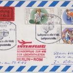 DDR - Leichtathletik-WM Interflug Sonderflug Berlin Rom Luftpost Eilkarte 1987