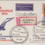 DDR - Tag d. Aerophilatelie Luftpost Einschreibekarte n LUXEMBURG Magdeburg 1969