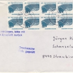 BRD - 12x5 Pfg. SWK Drucksachenbrief FDC Nauort - Straubing 15.2.90
