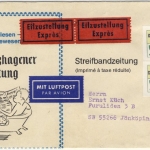 BRD - ATM 390+50 Pfg. ATM Lupo-Streifband Eilboten n. SCHWEDEN Meinerzhagen 1983