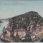 Böhmen - Herrnskretschen Hřensko Panorama farbige Ansichtskarte gelaufen 1921