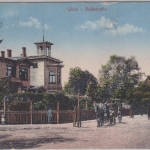 Lettland - Libau Liepaja Badestraße, Farb-AK gelaufen/Feldpostkarte 1918