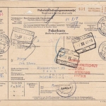 BRD - 80 Pfg. Heuss II Dreierstreifen Paketkarte n. BELGIEN Sechshelden 1961
