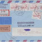 BRD - 5x200 Pfg Frauen Luftpostbrief Einschreiben Rückschein n USA Bovenden 1995