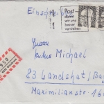 BRD - 2x110 Pfg. Heinemann Einschreibebrief 2.Gew.st. Ottobrunn - Landshut 1974