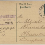 Bayern - Schmittshausen 1912 K1 5 Pfg. Ganzsache n. Kaiserslautern