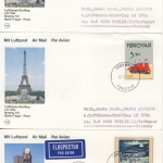 Färöer - 8 Luftpostkarten n. Deutschland - versch. Frankaturen 1990
