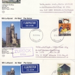 Färöer - 8 Luftpostkarten n. Deutschland - versch. Frankaturen 1990