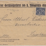 Bayern - 30+20 Pfg. Staatswappen Dienstzustellurkunde Günzburg - Leipheim 1919