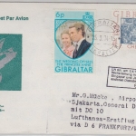 Gibraltar - Zuleitungspost LH 1st-Flug Frankfurt - Djakarta Ausfallstempel 1974