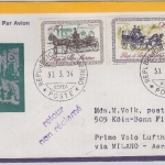 San Marino - Zuleitungspost Lufthansa 1st-Flug Mailand - Köln Luftpostbrief 1974