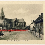 Belgien - Morslede Marktplatz u. Kirche sw-AK/Kriegs-Erinnerungskarte ca. 1916