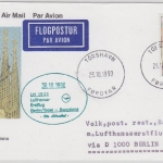 Färöer - Zuleitungspost Lufthansa 1st-Flug Berlin - Barcelona LupoKarte 1990
