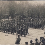 Bayern - München 1909 sw-Fotokarte Militärparade - gelaufen