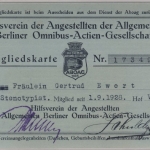 Berlin - Mitgliedskarte Hilfsverein Angestellte Omnibus-Actien-Gesellschaft 1928