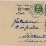 Bayern - 7 1/2 Pfg. Hupp Ganzsache+Zusatz Bad Reichenhall - München 1919