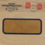 DR-Infla - 2x500 M. Ziffer Perfin DKL Dt. Kohlenkontor Leipzig Brief 13.8.23