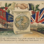 England - Neujahrs-Grußkarte "For auld lang syne", dek. Farb-AK, gelaufen 1907