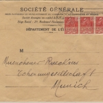 Frankreich - 3x50 C. Kolonialausstellung Perfin SG Brief Paris - München 1931