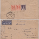 Burma - 2x 1 1/2 A. + 6 Ps. Luftpostbrief Thangua - Rangiem (Indien) 1946