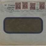 DR-Infla - 30 M. Posthorn 4x mit Firmenlochung/Perfin Brief Essen 1923