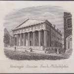 USA - Vereinigte Saaten Bank Philadelphia, Original-Stich 19. Jhdt., ca. 10x8cm