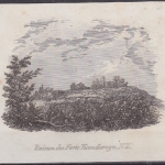 USA - Ruinen des Forts Ticonderoga NY, Original-Stich 19. Jhdt., ca. 10x8cm -