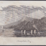 USA - Champlain-See, Original-Stich 19. Jhdt., ca. 12x9cm - siehe auch
