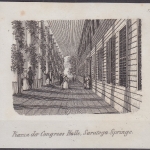 USA - Piazza der Congress Halle Saratoga Springs, Original-Stich 19. Jhdt., ca.
