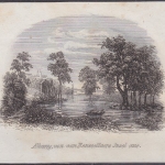 USA - Albany von van Renssellacrs Insel aus, Original-Stich 19. Jhdt., ca.