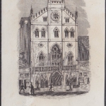 USA - Freimaurer-Halle New York, Original-Stich 19. Jhdt., ca. 7x11cm - siehe