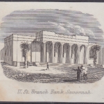 USA - U.St. Branch Bank Savannahk, Original-Stich 19. Jhdt., ca. 10x8cm - siehe