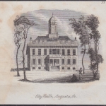 USA - City Halle Augusta Georgia, Original-Stich 19. Jhdt., ca. 10x9cm - siehe