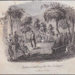 USA - Rathsversammlung der Oto-Indianer i. Missouri Gebiet, Original-Stich 19.
