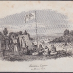 USA - Kiawa-Lager im Missouri Gebiet, Original-Stich 19. Jhdt., ca. 12x10cm -