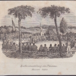 USA - Rathsversammlung der Pawnees Missouri Gebiet, Original-Stich 19. Jhdt.,