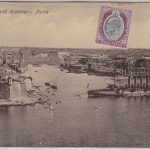 Malta - Grand Harbour m. Kriegsschiff, sw-AK, ungelaufen ca. 1910/15