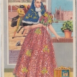 Spanien - Textilkarte Tracht, gelaufen v. mallorca 1959