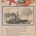 Britische Marine, HMS Royal Sovereign, Farb-Prägekarte mit Gedicht, ca. 1900
