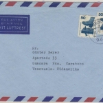 BRD - 2x50 Pfg. Unfallverhütung Luftpostbrief n. VENEZUELA Erbendorf 1977 n.