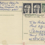 BRD - 20 Pfg. Bauwerke Antwort-GA/F-Teil + Zusatz n. PAPUA NEUGUINEA Dahlem 1970