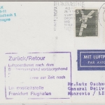 BRD/Postsperre - Karte n. LIBERIA Berlin - Monrovia 1990 - violetter Retour Ra8