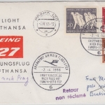 BRD/Postkrieg - 20 Pfg. 20 J. Vertreibung LH-1st-Flug Frankfurt - Prag 1966