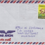 Togo - 180 F. 120 Jahre UPU Einzelfrankatur Luftpostbrief Lome - Stuttgart 1994