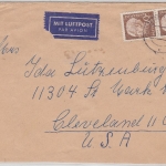 BRD - 2x60 Pfg. Heuss II Luftpostbrief n. USA, Basbeck - Cleveland 1959