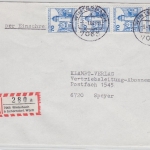 BRD - 70 Pfg. B&S 4er-Str. Einschreibebrief Winterbach b. Schorndorf Speyer 1984