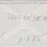 BRD - 70 Pfg. B&S 4er-Str. Einschreibebrief Winterbach b. Schorndorf Speyer 1984