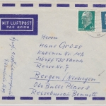DDR - 25+10 Pfg. Ulbricht Luftpostbrief n. NORWEGEN Johanngeorgenstadt 1969