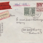 DDR - 1 M. + 70 Pfg. Aufbau Wertbrief Gadebusch - Leipzig 1978